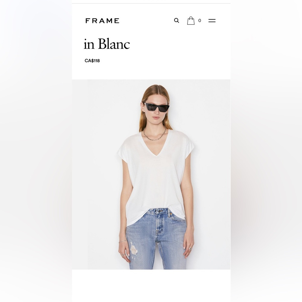 Frame le mid rise V in blanc -in XS